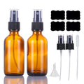 2oz Amber Glass Spray Bottles,Empty Small Perfume Travel Refillable Reusable Fine Mister Spray Bottle for Hair,Cleaning Solutions,Aromatherapy and Essential Oil with Extra Nozzle(2 Pack)