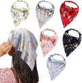 6 Pack Hair Scarf Headband for Women Elastic Bandana Head Scarf Large Boho Triangle Kerchief with Clips Non Slip Scarves
