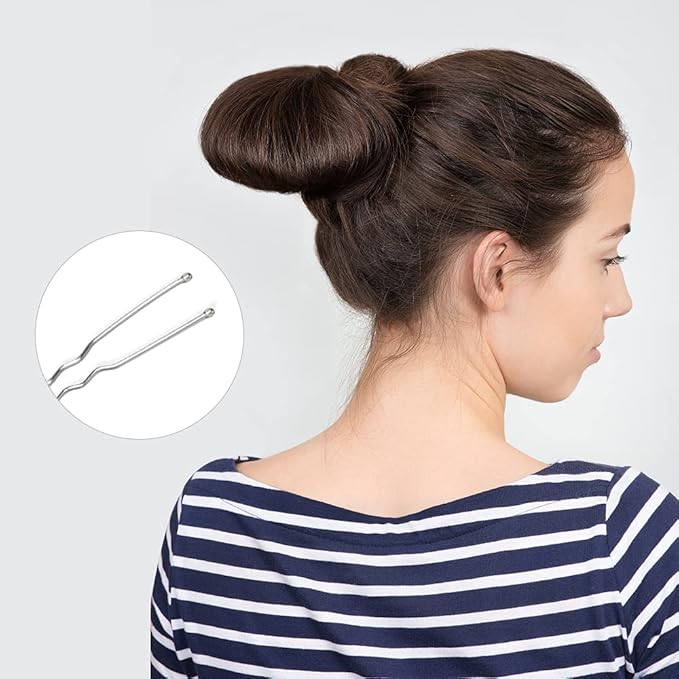 U Shaped Hair Pins, IKOCO 2.4inch Hair Pins for Women with Storage Box, Silver