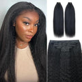Invisi Edge Clip In Hair Extensions Human Hair 2 Pack 240g 16pcs Kinky Straight Invisible Clip Ins For Women Full Head Injected Clip Ins Remy Human Hair Extensions Natural Color 12inch