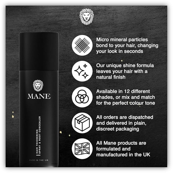 Hair Thickening Fiber Spray by Mane (100ml, Dark Brown)