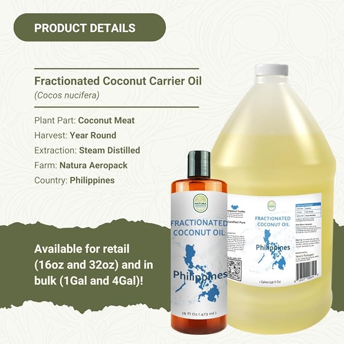 Fractionated Coconut Oil - Sourced Directly from our Farm Partner in the Philippines - Carrier Oil for Diluting Essential Oils, Body, Hair, and Skin Moisturizer - (4Gallons)