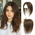 Hair Toppers for Women Real Human Hair Topper for Women with No Bangs Hairpieces Comfortable and Breathable 10 Inch Swiss Base 3D 360°Cover Glue-free and Shedding Free (Medium Brown)