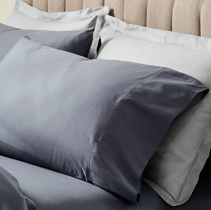 Boll & Branch Signature Hemmed Pillowcase Set - King, Mineral - Luxury 100% Organic Cotton - Buttery Soft and Breathable - Softer with Every Wash - 2 Pillowcases Included
