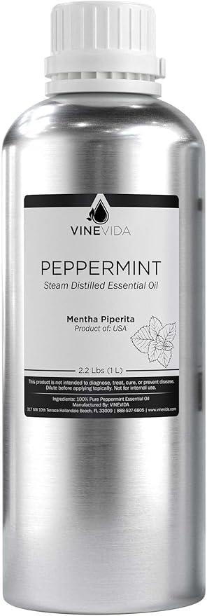 VINEVIDA Peppermint Essential Oil - 32 oz - Undiluted - DIY Candle Scents - Bulk for Soap Making & Skin Safe