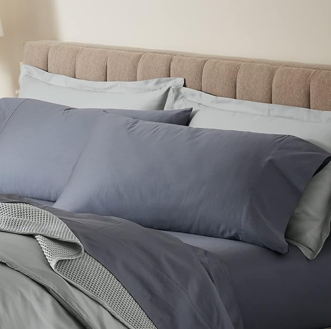 Boll & Branch Signature Hemmed Pillowcase Set - King, Mineral - Luxury 100% Organic Cotton - Buttery Soft and Breathable - Softer with Every Wash - 2 Pillowcases Included