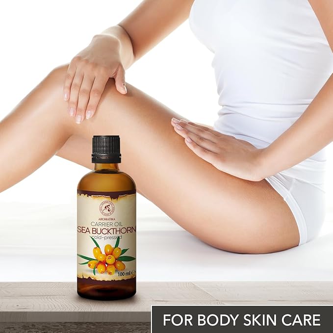 AROMATIKA Sea Buckthorn Oil 3.4 Fl Oz - Pure & Natural - Hippophae Rhamnoides - Carrier Oil for Essential Oils - Base Oil for Nails - Hair - Face & Body Care