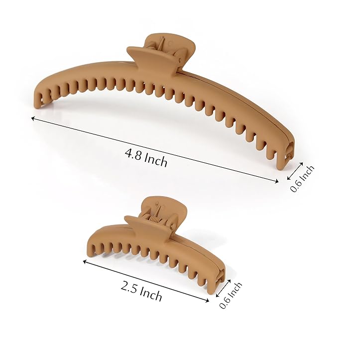 Hold Everything Claw Clip for Thick and Thin Hair - Big Barrettes for Women and Girls With Straight, Wavy, and Curly Hair - Strong Hold With 52 Teeth Banana Clips (4-Color & 2-Size)