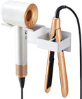 Hair Dryer Holder Wall Mounted, Hair Straightener Holder Metal, Adhesive Blow Dryer and Hair Straightener Holder, Bathroom Bedroom Hair Tool Organizer for Flat Iron,Curling Iron,Hairdryer