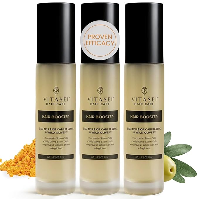 Vitasei Hair Booster 2 Fl Oz (3 Pack) – Hair Revitalizing Serum with Capilia Longa, Wild Olive Stem Cells & Arginine – Peptide-Enriched Hair Tonic Supports Thicker, Stronger Hair – For Women & Men