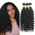 Deep Wave Bundles Human Hair Natural Black Bundles 20 22 24 Inch Niegmeag Peruvian Virgin Remy Hair Extensions Double Weft Soft and Silky Color 1B Deep Wave Bundle Hair Weave