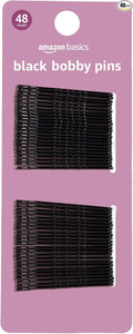 Amazon Basics No Slip Bobby Pins, 48 count, Black High, Gloss Bobby Pins for Pain Free, Comfortable, All-Day Styling and UpDos. For All Hair Types