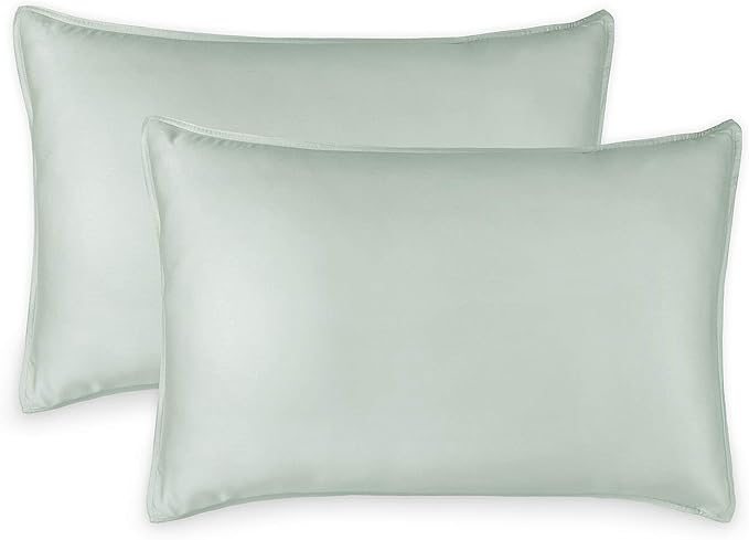 King Pillowcases by Pure Bamboo, Genuine 100% Organic Viscose Derived from Bamboo, Luxuriously Soft & Cooling, Double Stitching, Envelope Closure (2 King Pillowcases, Sea Glass)