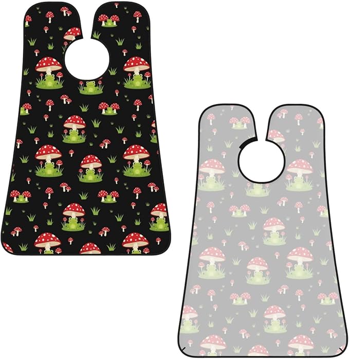 Beard Hair Catcher for Men, Waterproof Shaving Bib Apron Non-Stick, Trimming Tool for Dad Husband, Cute Frogs Cartoon Mushroom Hats Shave Bib