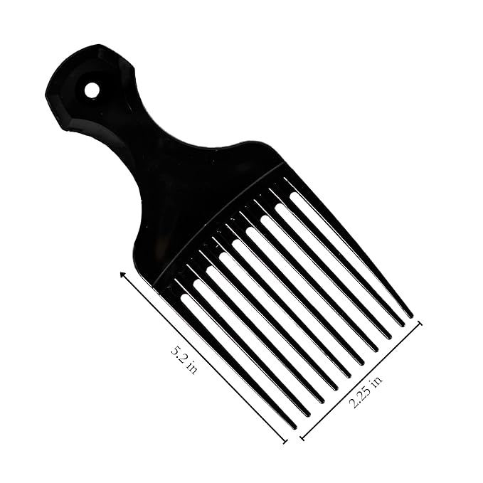 Plastic Hair Pick Comb – Wide Tooth Afro Lift Picks - Pack of 4 Combs - 5.25 Inch - for Styling Lifting Detangling Adding Volume for Long Curly and Thick Hair, Wigs and Beards for Men & Women
