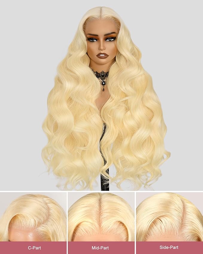 613 Lace Front Wig Human Hair 13x4 Blonde Body Wave Hd Transparent Lace Frontal Wigs Human Hair Pre Plucked With Baby Hair 180% Density Blonde Glueless Wigs Human Hair 22 Inch