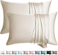 100% Silk Pillow Cases 2 Pack Queen Size Mulberry Silk Pillowcase for Hair and Skin Set of 2 Highest Grade 6A Silk Soft Breathable Cooling with Hidden Zipper, Beige