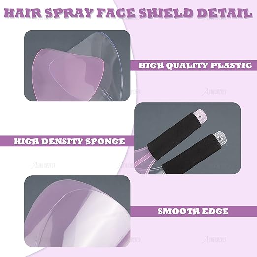 AUEAR, Hair Salon Hairspray Face Shield Haircut Cover Plastic Protector Mask for Hairstylist Makeup Coloring (2 Pack Pink & Clear)