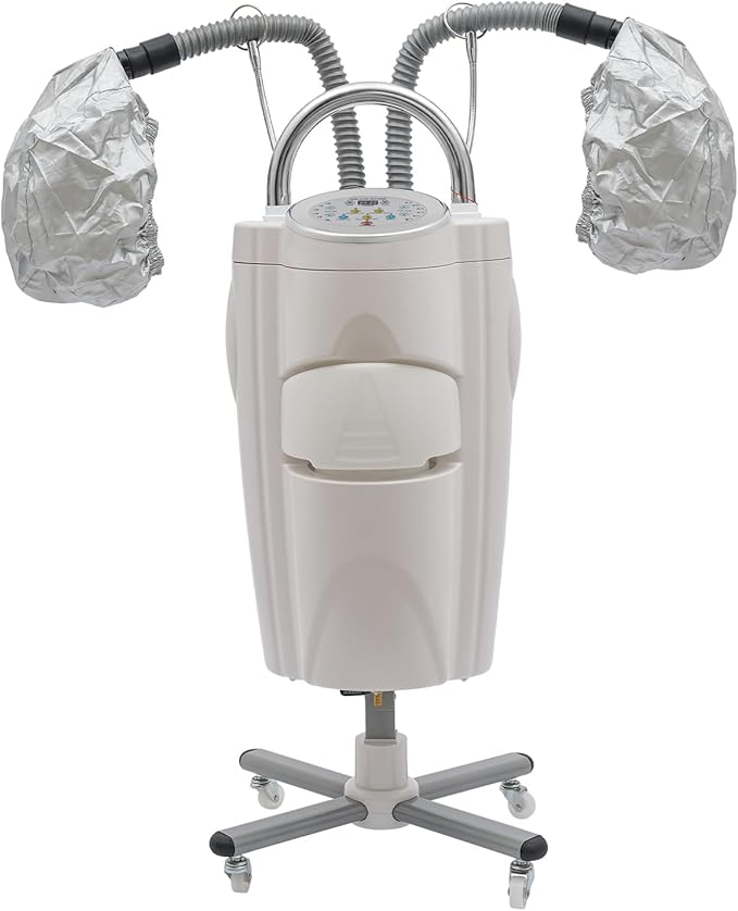 Professional Standing Hair Steamer Dryer, 700W Orbiting Rollerball Color Processor w/Rolling Base, Floor Hooded Treatment Machine for Home Hairdressing Salons