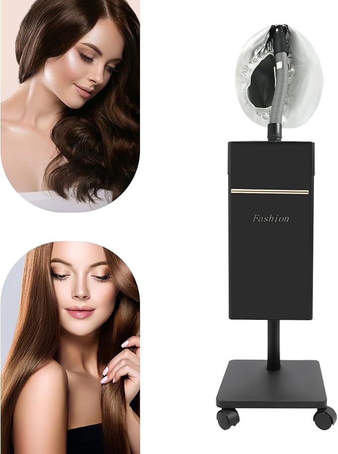 Professional Nano Hair Steamer Machine, 110V Multi-Function Hair Care Equipment with Steam Cap & External Water Tank, Freestanding Rolling Hair Color Processor for Salon Spa Home