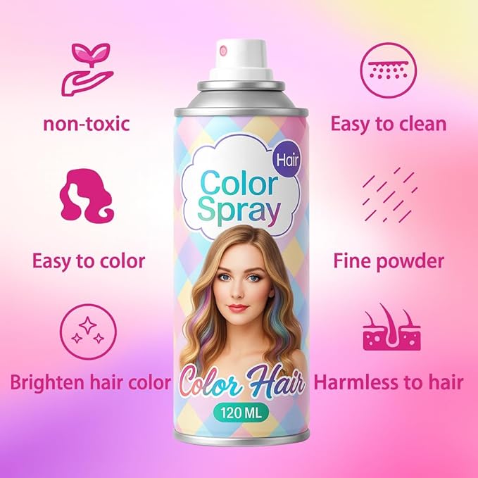 Gray Temporary Hair Color Spray for Women Kids Men, Washable Grey Hair Spray, Fun Bright Shade for Cosplay, Halloween, Cosplay, Party, DIY Hair Looks & Festivals