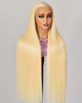 Alididi 613 13x6 Lace Front Wig Human Hair 30 Inch 180 Density Blonde Wig Human Hair Straight 100% Real Human Hair True Length Random Dyeing No Tangle No Shedding No synthetics Triple Lifespan 3x