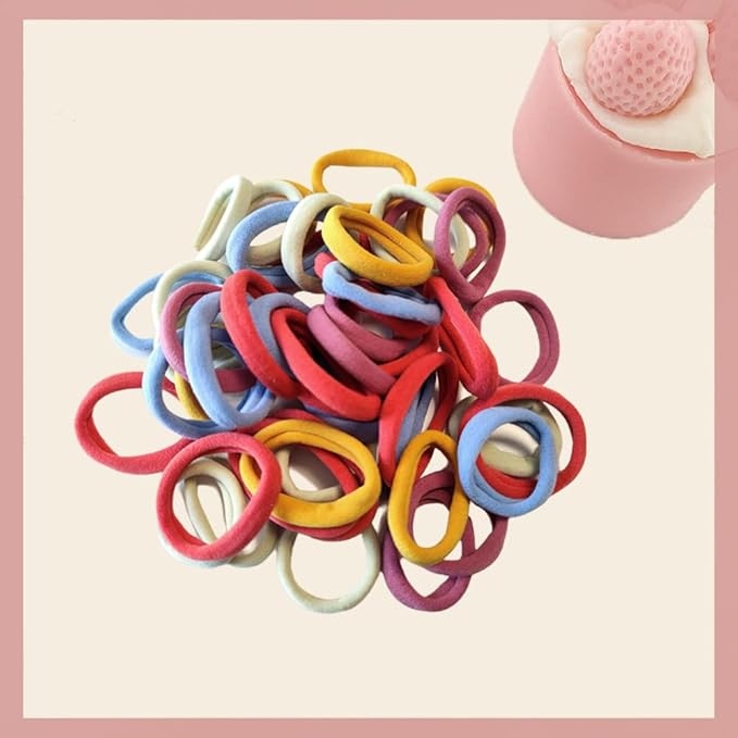 Hair Ties Hair Elastics Bands Seamless Cotton No Damage Thick Curly Hair Long-Lasting Braids Ponytails Holders All Hair Types Pain-Free Hair Accessories Women Men Macaron Colors 50 PCS