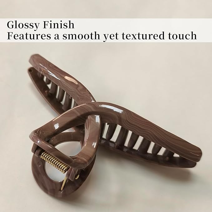 5 Inch Extra Large Claw Clips, 13 CM No Slip Glossy Jumbo Unbreakable XL Hair Clips for Thick Long Curly Hair, Big Hair Claw Clips, 2 Pack
