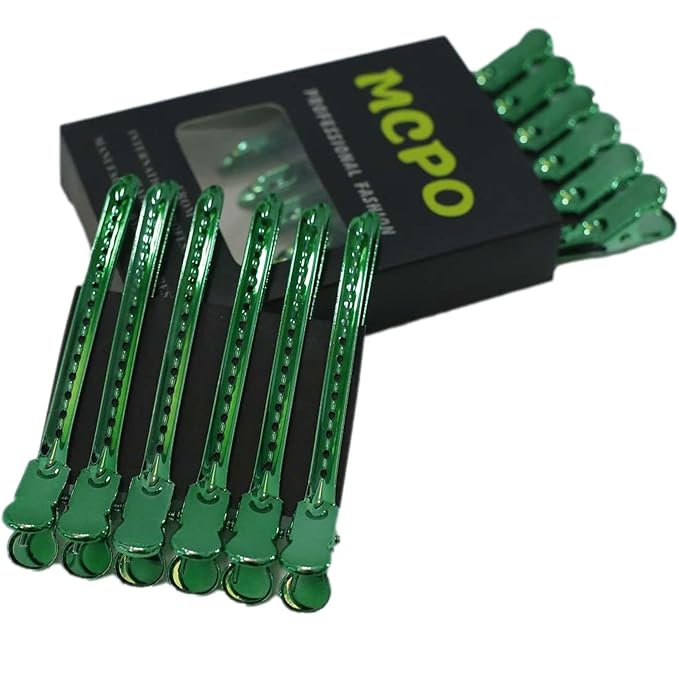 12 Pcs Metal Duckbill Hair Clips for Hair Sectioning Alligator Hair Clips for Styling Dividing Duck Bill Clips with Anti-Slip Holes Salon Barber Styling Tools