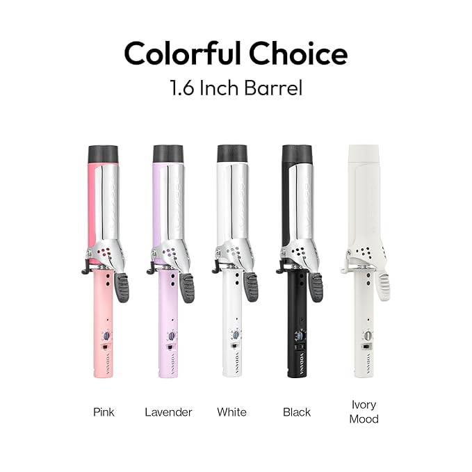 VODANA Professional GlamWave Ceramic Curling Iron, Long-Lasting Natural Curls, Instant Heat, Hair Curler, Curling Wand, Available in USA (1.4 inch, Lavender)
