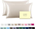 Silk Pillow Cases 2 Pack Soft Breathable and Sliky Queen Size Pillow Cases Set of 2,Natural Mulberry Satin Silk Pillowcase with Hidden Zipper for Hair and Skin (Beige,20"X 30",2pcs)