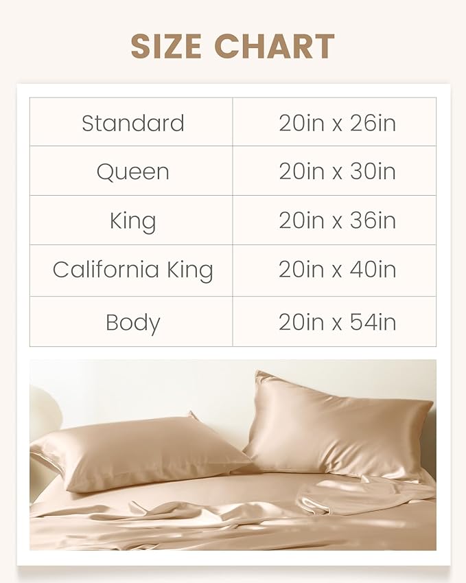 THXSILK Set of 2 100% Mulberry Silk Pillowcase for Hair and Skin, Grade 6A+ Mulberry Silk Pillow Cases Ultra-Soft, Hypoallergenic Pillow Case Cover with Zipper (California King 20"x40", Beige)