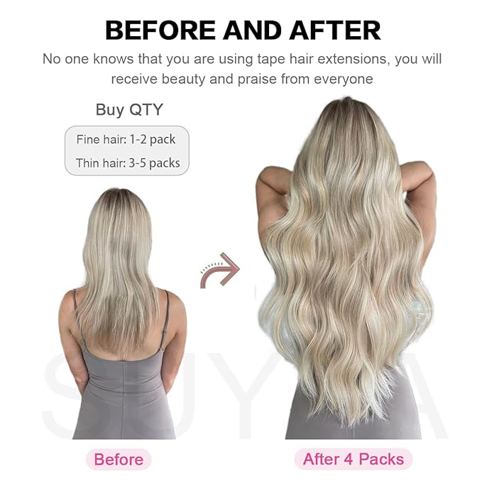 SUYYA Tape in Hair Extensions Human Hair 100% Remy Human Hair Darkest Brown 50g/pack 20pcs Straight Seamless Skin Weft Tape Hair Extensions(22 inches #2 Darkest Brown)