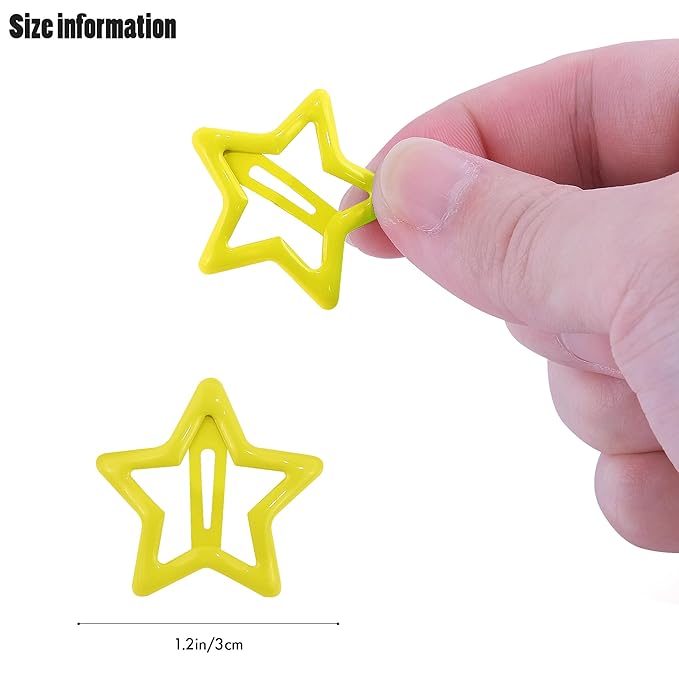 Star Hair Clips Snap Hair Barrettes Non Slip Star Hair Accessories Multiple Colors Metal Hair Clips for Girls Women -100PCS 1.18"