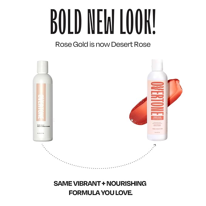 Overtone Daily Color Depositing Conditioner, Desert Rose, 8 oz, Hydrating, Damage-Free Temporary Hair Color for All Hair Types with Shea Butter & Coconut Oil, Vegan & Cruelty-Free.