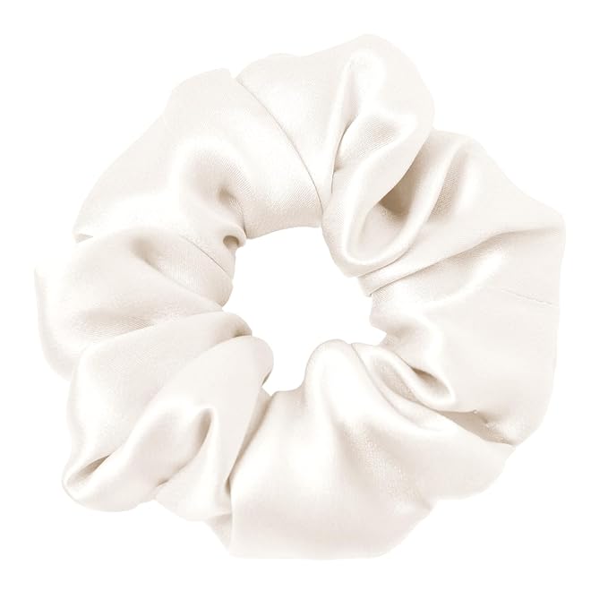 LilySilk Hair Tie, 100% Mulberry Silk Hair Scrunchies for Frizz & Breakage Prevention, Elastic Silk Ponytail Holders, 1Pc, Ivory