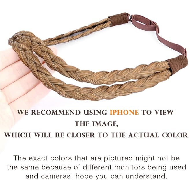 DIGUAN Double Three Strand Synthetic Hair Braided Headband Hairpiece Extension Women Girl Beauty accessory (Caramel Blonde)