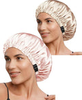 2PACK Satin Bonnet Hair Bonnet For Sleeping Silk Bonnets Womens Silky Night Caps Double Layer Curly Hair Sleep Cap