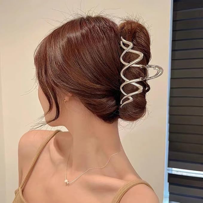 Metal Wave Hair Clips - Fashion Hair Accessories Claw Clips Durable Hair Clips With Wavy Grid Design Large Strong Hold Hairgrip Hair Barrette Non Slips Hair Jaw Clips for Women Thick or Long Hairs