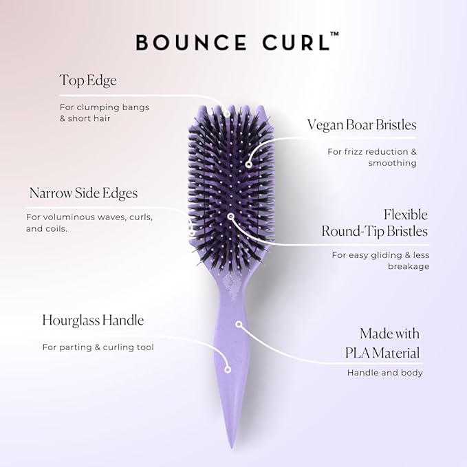 Bounce Curl Volume EdgeLift Brush, 5-in-1 Tool for Volumized Waves, Curls & Coils - Purple