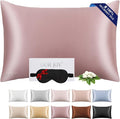 100% Mulberry Silk Pillowcase 22 Momme (SGS Certified) with Free Silk Eye Mask - Luxury Gift-Ready Folded Packaging, Cooling Pillow Cover for Hair & Skin Care (Plum, Standard (1 Pack))