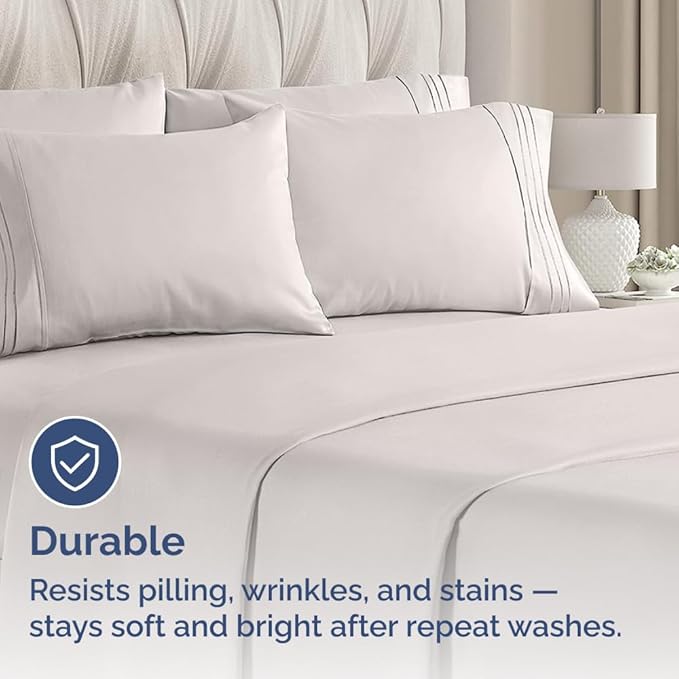 Queen Pillow Cases Set of 8 - Ultra Soft Hotel Quality Pillowcase Covers - Comfy, Cozy & Wrinkle Free - Shrink, Stain & Fade Resistant - Machine Washable Pillow Protectors - 8 Piece Set - Light Grey