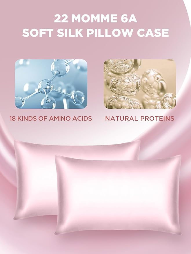 Mulberry Silk Pillowcase for Hair and Skin, SGMSILK 22 Momme Natural Silk Pillow Case with Hidden Zipper, 6A Soft and Smooth Single Sided Pure Silk Pillow Cover (Soft Pink, Standard 20"x26")