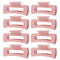 TOCESS Hair Claw Clips for Women - 8PK Large Neutral Square Jumbo Hair Clips for Thick, Thin, Long, Short, Curly Hair Girls, Big Jaw Clip Set for Daily Use(Glossy Blush)