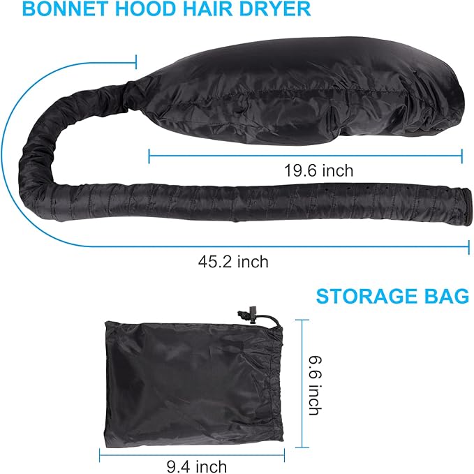 Upgraded Extra Large Hooded Hair Dryer Bonnet with Long Tube for Fast Drying - Fits All Head Sizes and Hair Styling