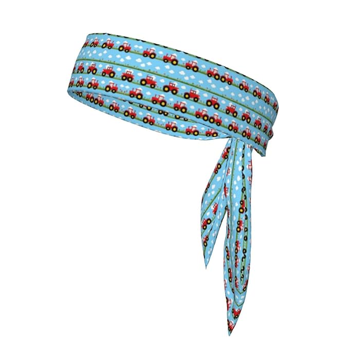Boys Girls Sports Sweatbands, Multi Style Elastic Hair Band for Yoga Workout Shower, Cool Toy Tractor Pattern Headwear Head Accessories