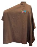 CHARLENE Professional Cutting Cape for Salon Hair Styling, Barber Haircut, Coloring, Skincare, Makeup (DS Logo, BROWN)