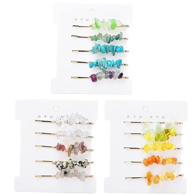 Crystal Hair Pins Gemstone Jeweled Bobby Pin Decorative Hair Accessories for Women Colorful Hairpins Set of 15