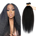 Kinky Straight Bundles Human Hair Color 1B Yaki Straight Bundle Niegmeag Peruvian Virgin Remy Hair 3 Bundles 12 14 16 Inch Double Weft Natural Black Yaki Bundle Hair Weave 150g