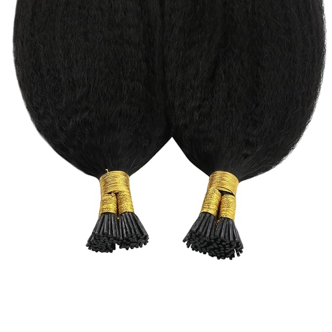 YoungSee I Tip Hair Extensions Human Hair Kinky 22In Itip Human Hair Extensions Black Kinky Straight 50g Itips Hair Extension 50s Cold Fusion Hair Extension Curly for Long Hair